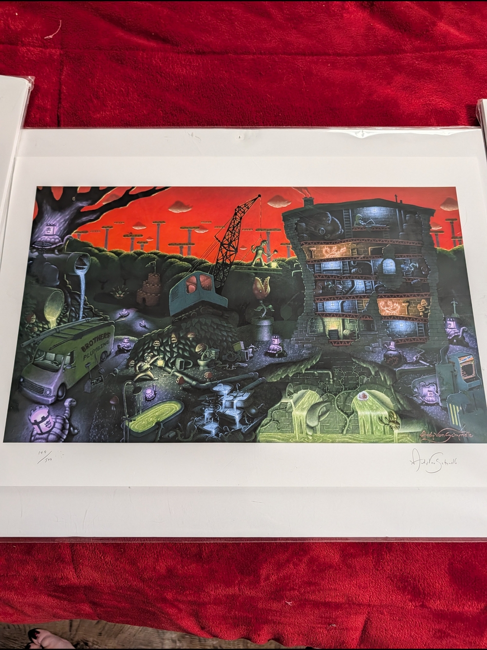 Set Of 3 16x20 Surreal Creative Art Prints in Blue and Neon Colors - Picture 2 of 4